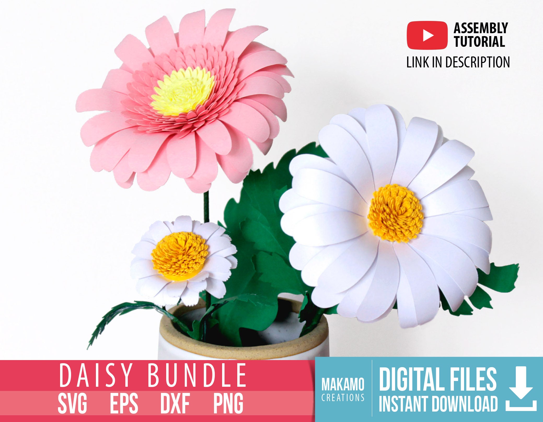 Download 3d Daisy Svg Bundle Paper Flower Templates Gerbera Daisy Etsy