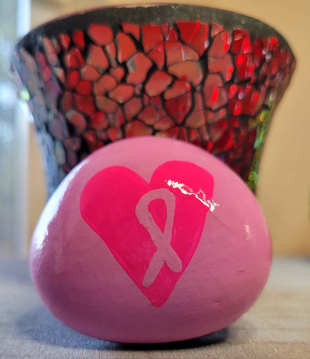 Cancer Ribbon Painted Rocks Cancer Awareness Ribbon Breast Cancer Awareness Painted Rock - Etsy