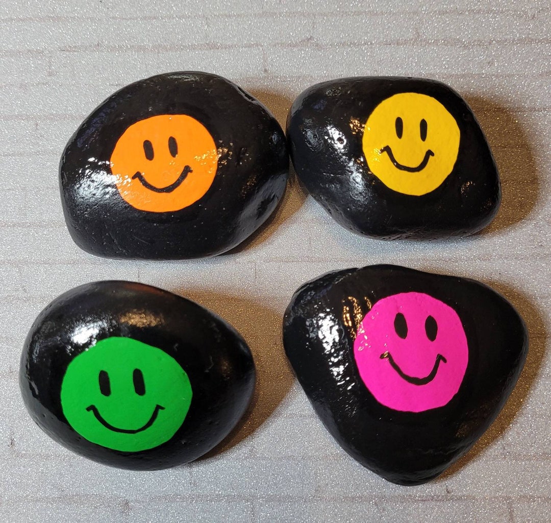 Smiley Face Painted Rocks Etsy