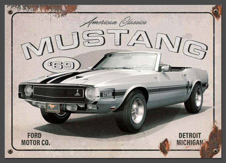 1969 MUSTANG GT500 WANDELBAREs Garagenschild Poster/Foam Board - Etsy