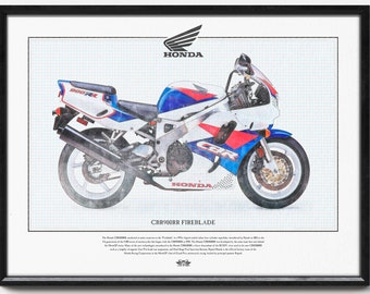 Honda CBR900RR Fire Blade 1998 MOTORCYCLE ADVERTISING PLAQUE METAL TIN SIGN 