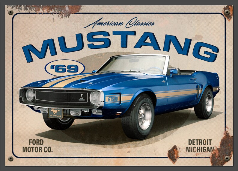 1969 MUSTANG GT500 WANDELBAREs Garagenschild Poster/Foam Board - Etsy
