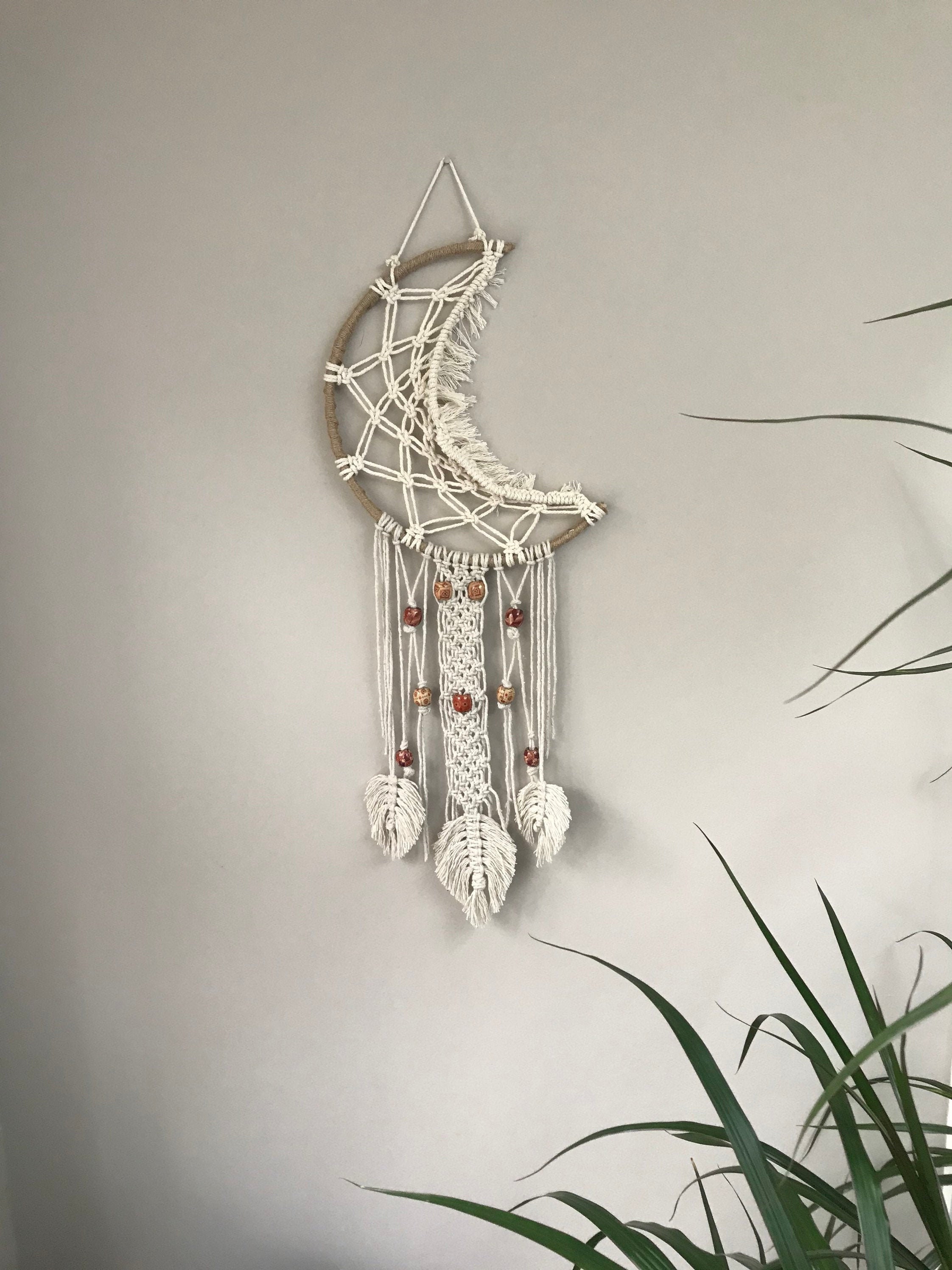 Moon Macrame Wall Hanging Boho Wall Decor Etsy