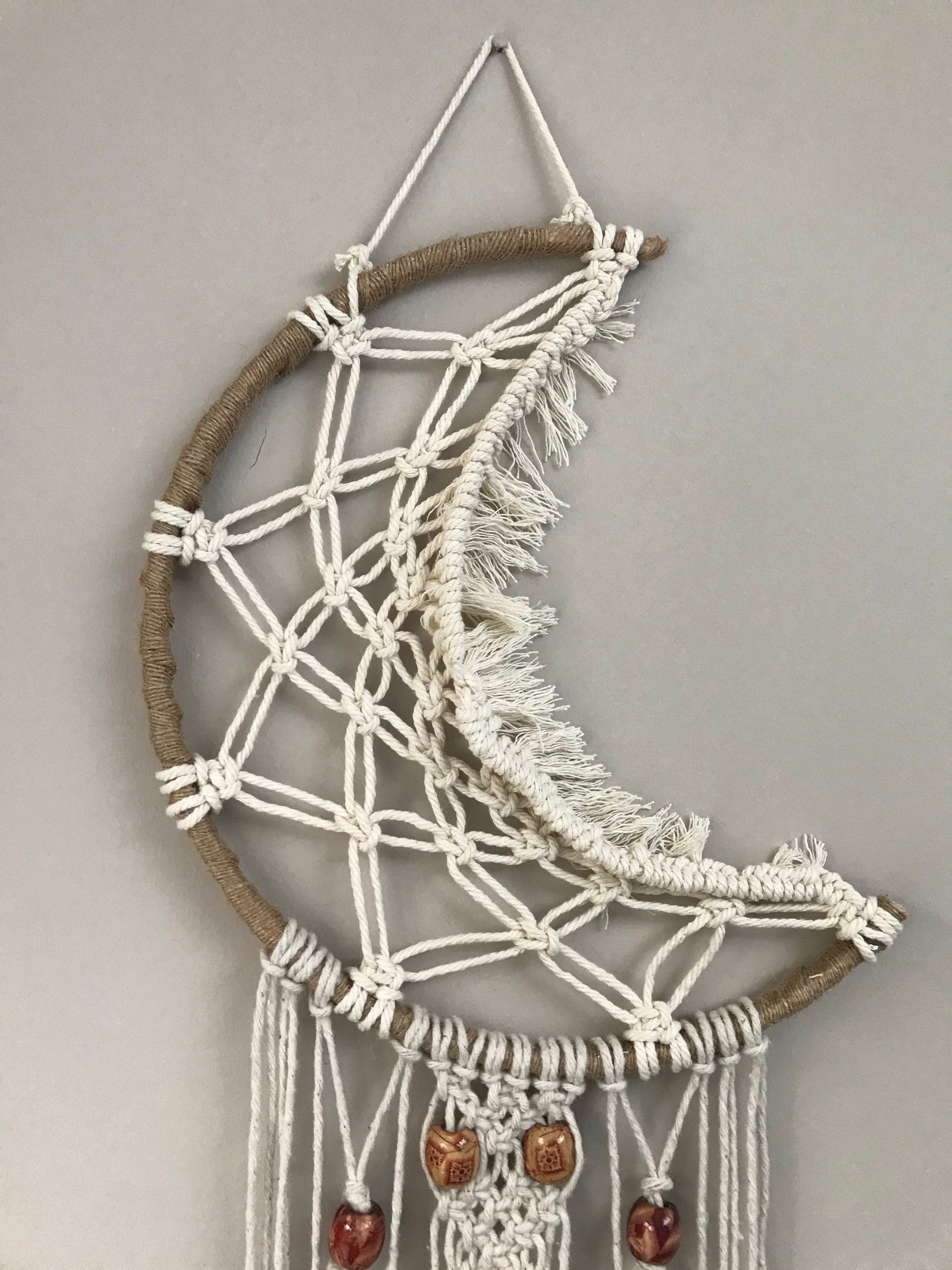 Moon Macrame Wall Hanging Boho Wall Decor Etsy