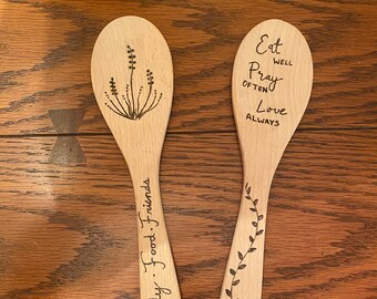 Wood Burned Kitchen Spoons