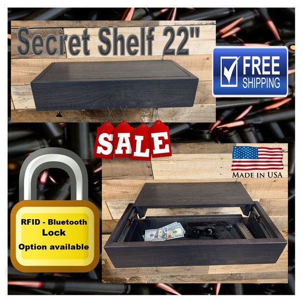 22" Secret Shelf, hidden storage , floating shelf, gun storage