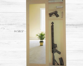 CAJA FUERTE CON ESPEJO Espejo de almacenamiento oculto Caja fuerte para armas de pared Gabinete de seguridad para armas Rifle Pistola Escopeta Caja fuerte para joyas Caja fuerte para dinero Almacenamiento en el hogar Gabinete de almacenamiento