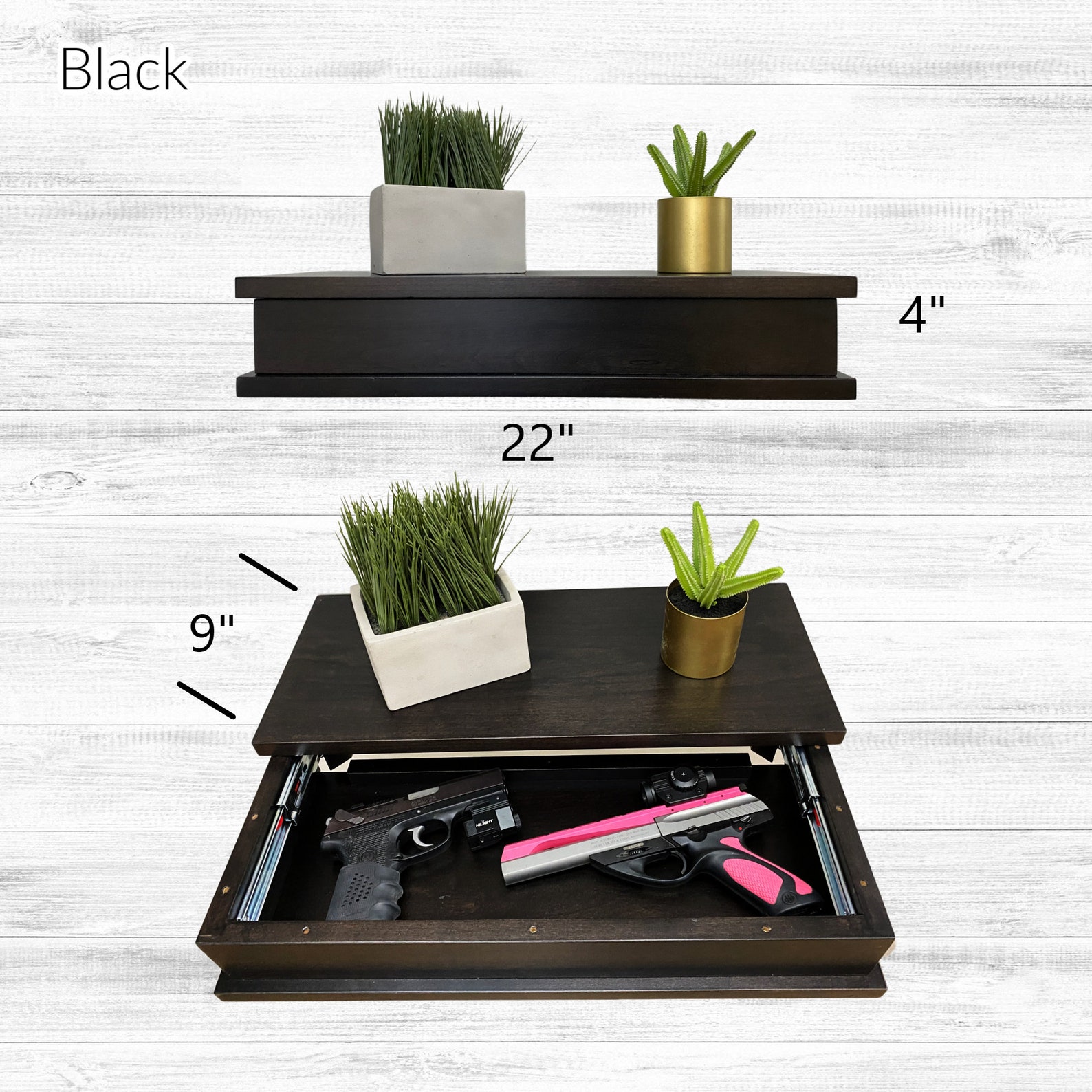 Hidden Shelf With Secret Compartment - 15.7" Floating Shelf, Holds 50 Lbs, For Living Room, Office (3-Pack, Style A)