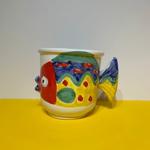 Vintage Italy studio pottery,Abstract art,Quirky House warming gift,Modernist decor,Plant parent gift,Fish ornament,Pottery anniversary,Mcm