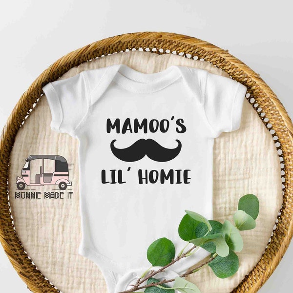 Custom (Name)'s Lil' Homie Onesie®  / Toddler Shirt - Desi Baby Shirt - Uncle/ Baba / Chachu / Mamoo / Nephew Baby Onesie® - Ethnic Wear