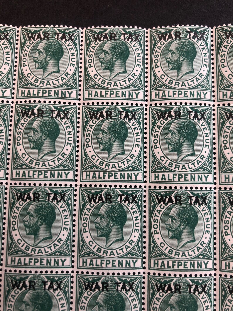 King V Gibraltar Halfpenny Stamps Mint Block of 30 MNH Etsy