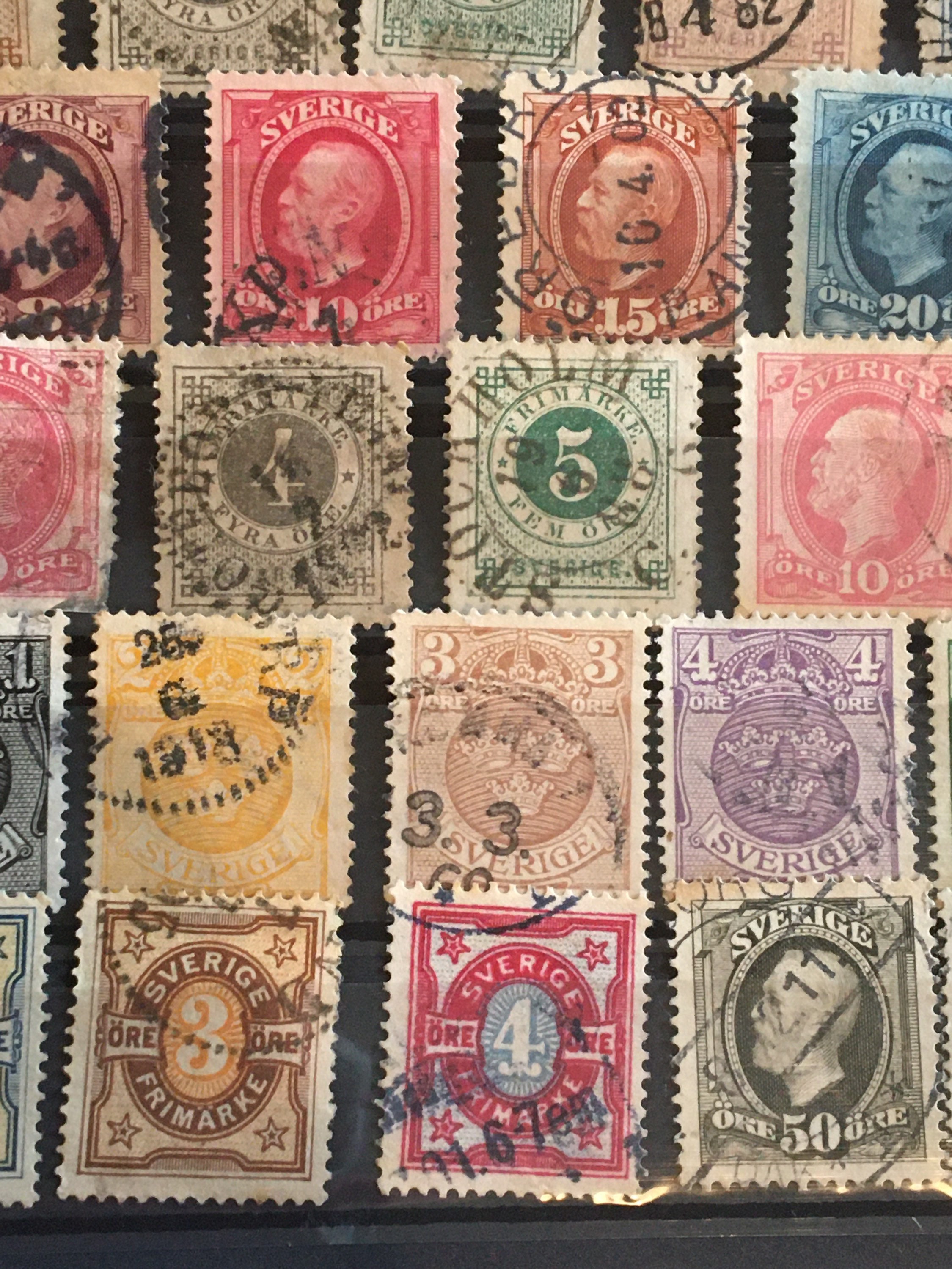 Sweden Sverige Early Stamp Collection 43 Stamps In Stock Card Etsy