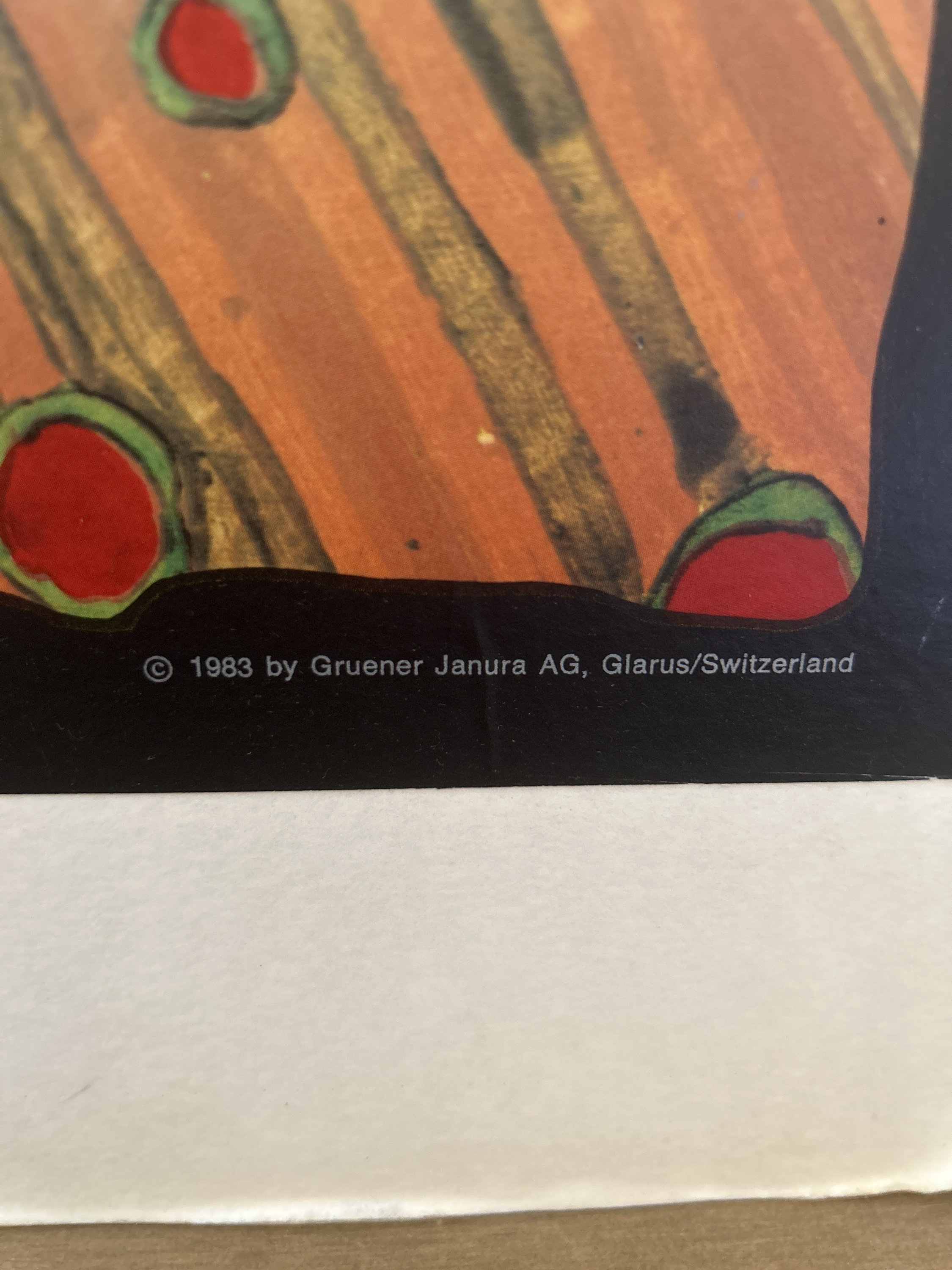 フンデルトヴァッサー 833 社会主義への道 1983 ヴィンテージ ポスター