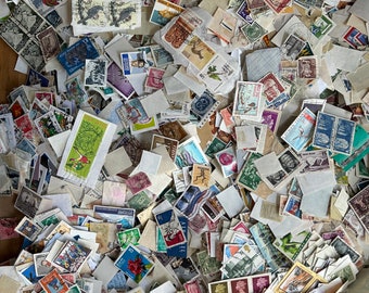 Welt Stempel auf & von Papier, vintage bis modern, 200g wahllos aus einer großen gemischten Sammlung gezogen, zum Sortieren, Sammeln und Basteln