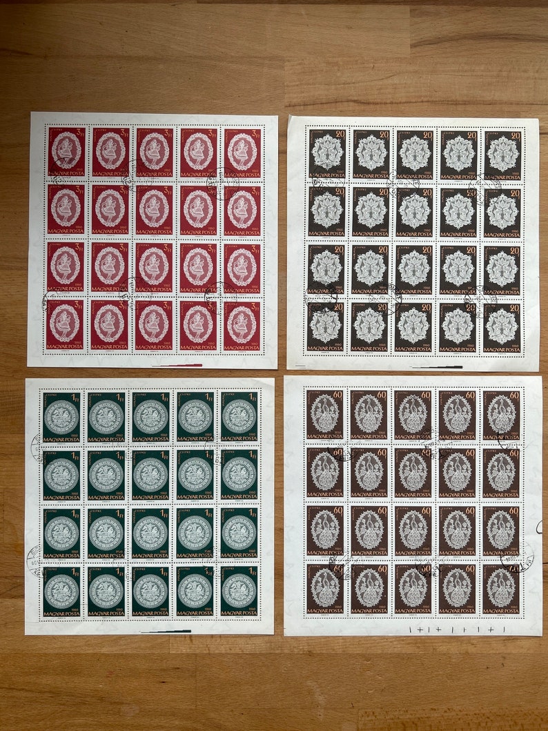 Magyar Posta Stamp Set 1960 Lace Making Set of 4 Stamp Sheets Etsy