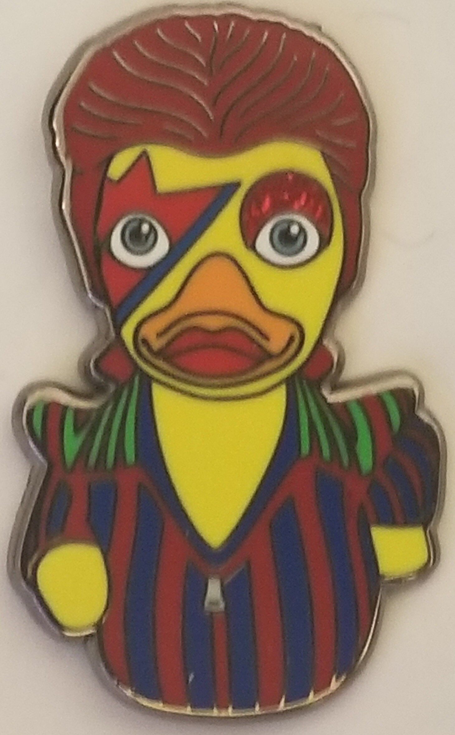 Celebriducks Ziggy Starduck Hard Enamel Pin NEW With Glitter Eyebrow