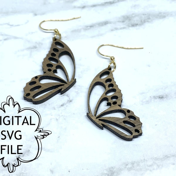 Butterfly Wing SVG, Dangle Earrings, Digital Download