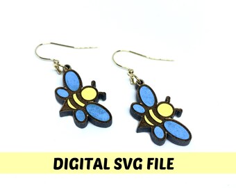 SVG File, Bumble Bee Earrings, Digital Files for Laser