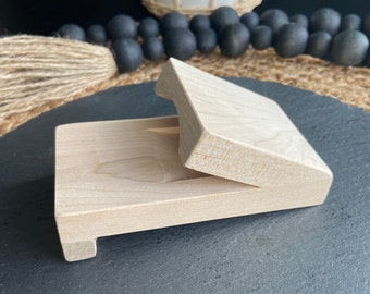 Natural maple block for opening oysters with bag - Oyster shucker board - Natural maple oyster shucker with bag