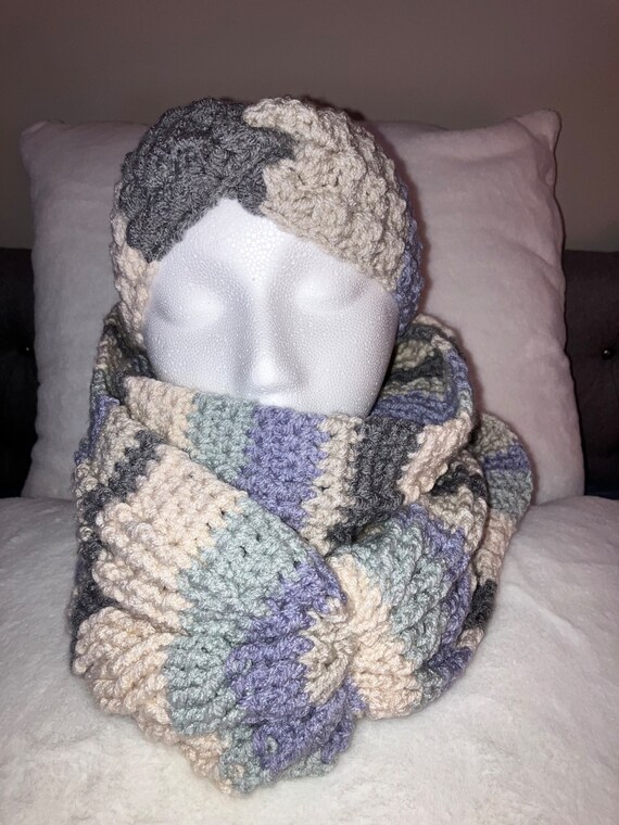 Handcrafted Cabled Cowl and Headband Set, Multicolor  display picture 1