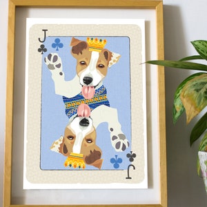 Dog Print, Pet art, Jack Russell, Speelkaart, Dog Jack, Dog lover print, Dog poster, Custom pet, Dog illustration, personalised pet art