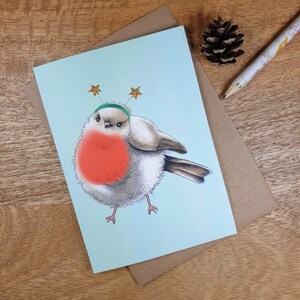 Carte de vœux Robin, Carte de Noël Robin, Robin in deely boppers, Carte Oiseau, Carte de Noël vierge, Carte Robin A6, Carte de Noël, Art des oiseaux