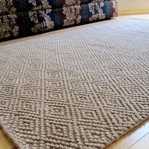Homenmore Natural Hand Woven - 5 Ply Diamond - Jute Rug 6&quot; x 4&quot;