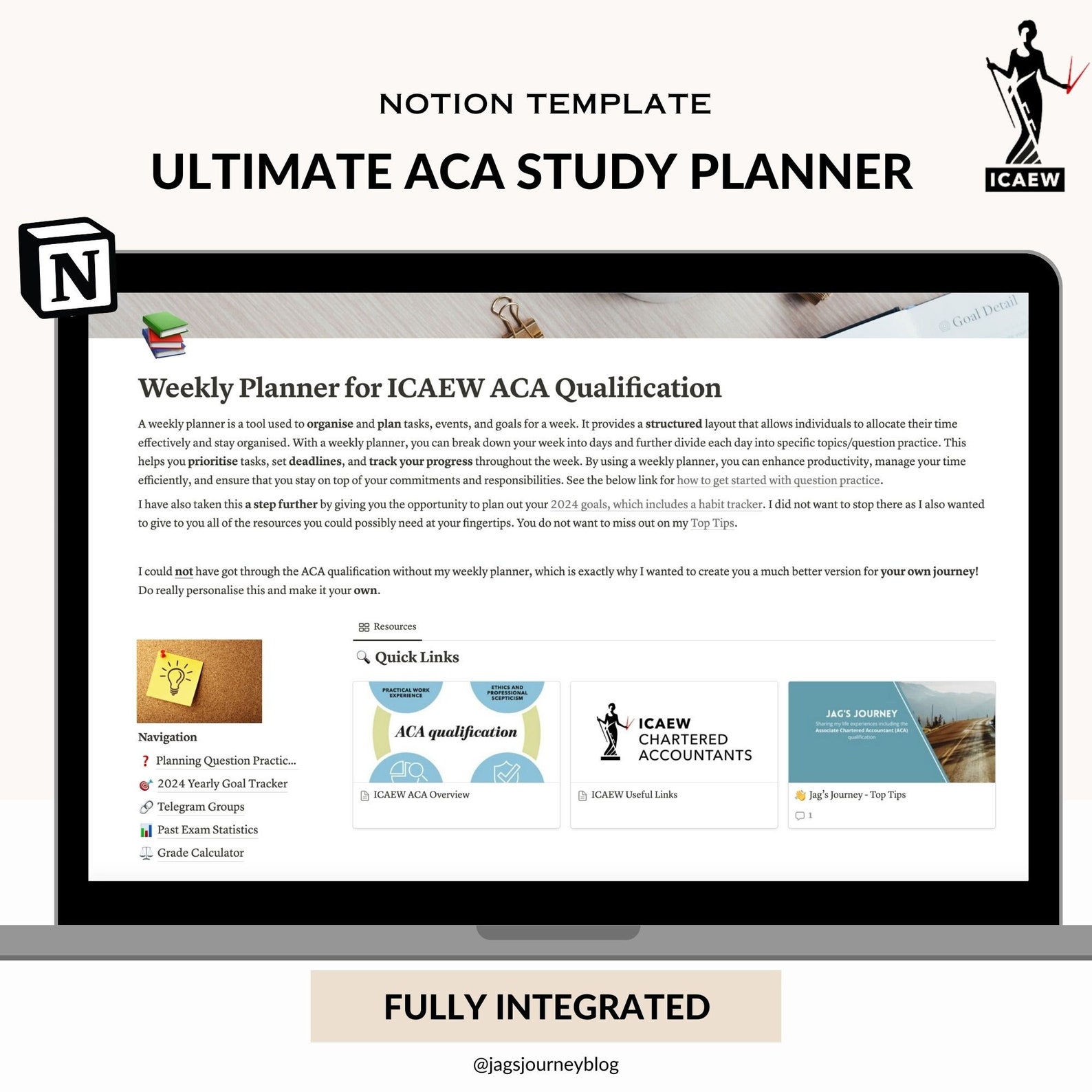 Notion Template Ultimate ICAEW ACA Study Planner Extended Life All in ...