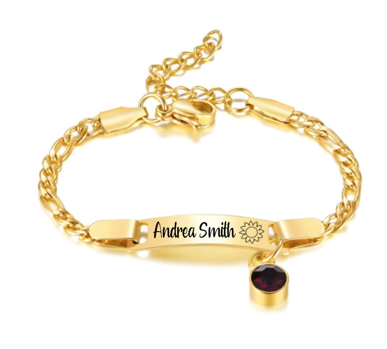 14K Baby Bracelet With Birthstone Personalized Baby Bracelet Etsy