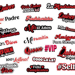 Rote spanische Quitte Photo Booth Requisiten, Quinceaño Partydekoration, Sweet 16 Photo Booth Accessoires