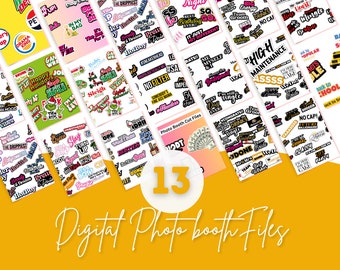 Ultimate Photo Booth Digital Bundle: 13 + Files - Instant Download Printable Photo Booth Props, Digital Props