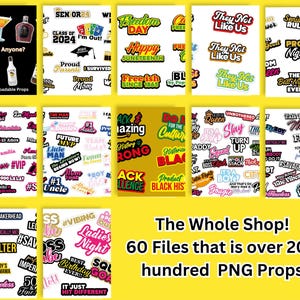 Photo Booth Digital Bundle: Whole Shop 60 Files of PNG Props -Printable Photo Booth Props, Digital Props, Party Decorations
