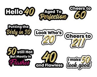 Milestone Birthday Photo Booth Props, Printable PNG (Digital Download)