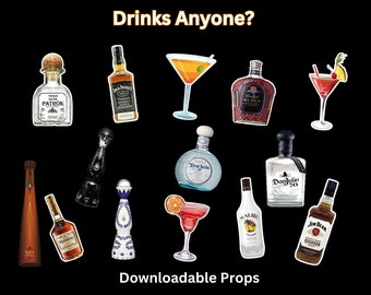 Digital Alcohol Photo Booth Props, Party Photo Props, Drink Themed Props, Photo Booth Accessories, Cocktail Party Decor