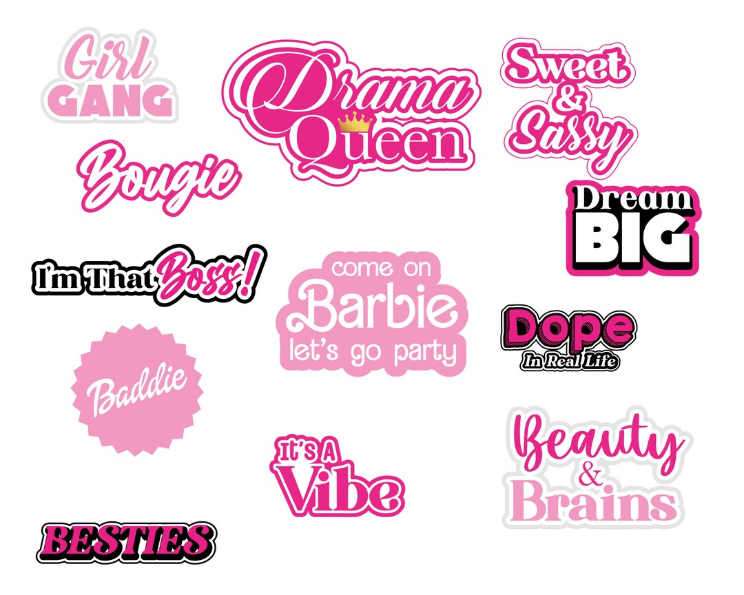 12 Barbie Inspired Photo Booth Props, Doll Party Decorations, Barbie