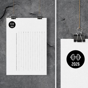 WORKOUT • GYM • Fortschritt Kalender 2026 • Druckbares PDF • A4 min Größe