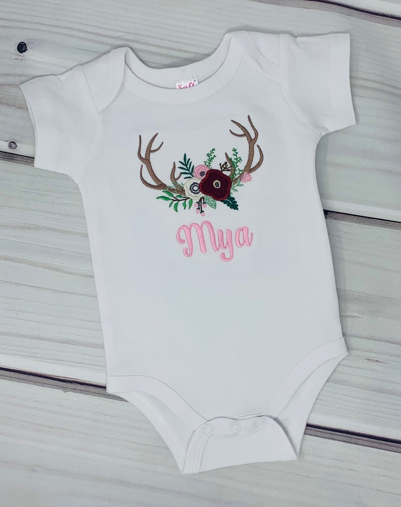 Antler Name OnesieAntler Girls OnesieGirls Antler Name OnesieBaby Shower GiftGirls Deer Name OnesieDeer Name OnesieDeer OnesieBaby