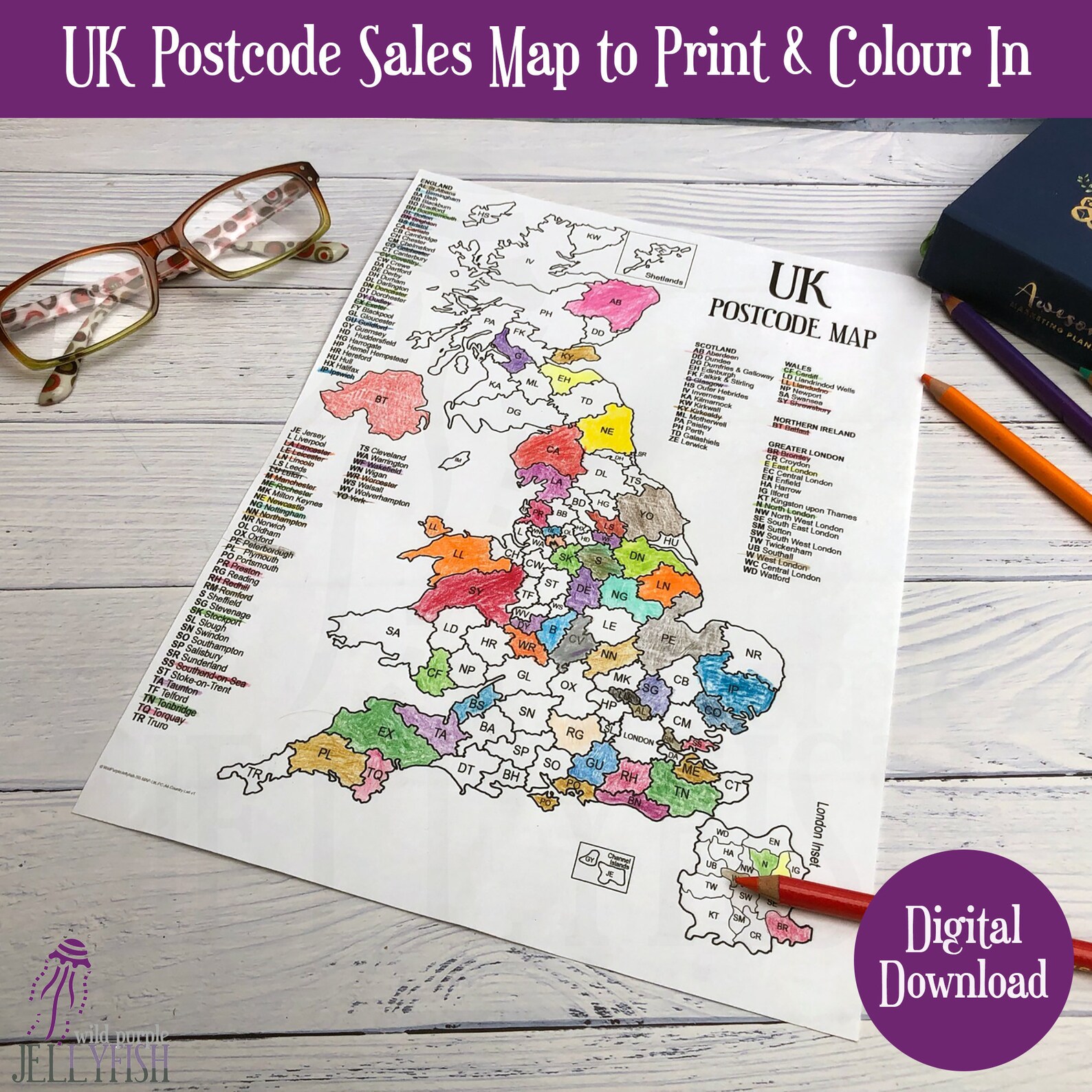 UK Postcode Map for Sales Tracking | Digital Download - Etsy