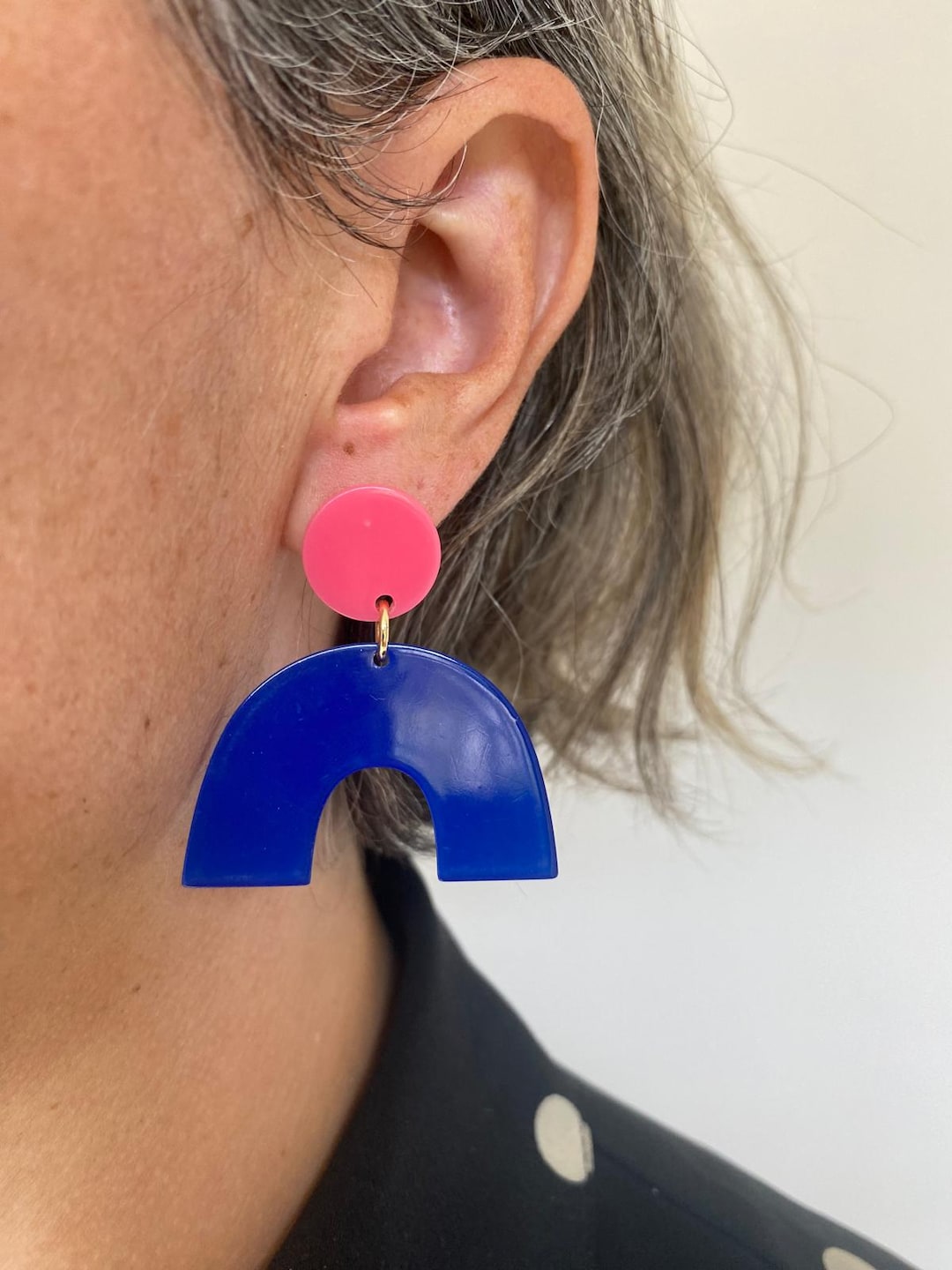 Handmade Earrings *atik* Model , Women's Jewel, Acrylic Resin, Rainbow ...
