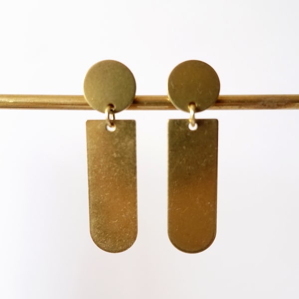 Boucles d'oreilles fait main *Frank & Nancy*, bijoux femme, art deco, laiton brut, puce, design