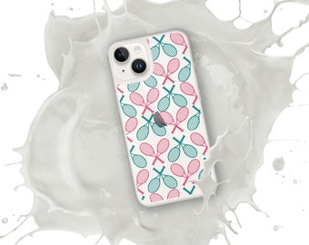 Pink & Green Tennis Racket Print // iPhone Case