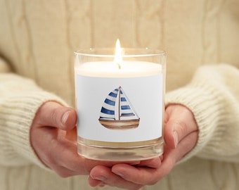 Simple Sailboat // Glass jar soy wax candle
