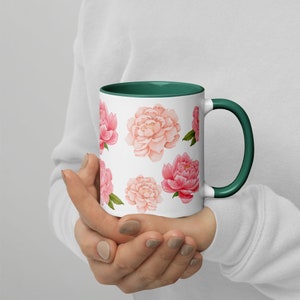 Peony Print // Mug with Color Pop Inside