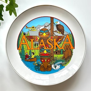 Vintage Alaska State Souvenir Plate Travel Gallery Wall