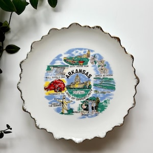 Vintage Arkansas State Souvenir Plate Travel Gallery Wall