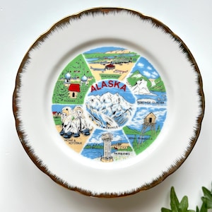 Vintage Alaska State Souvenir Plate Travel Gallery Wall