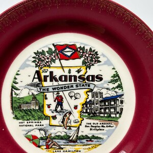 Vintage Arkansas The Wonder State Souvenir Plate Travel Gallery Wall