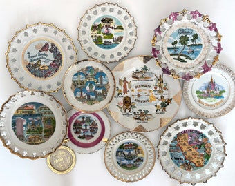 Vintage Souvenir State Plates Gallery Wall Florida Hawaii California Travel Souvenirs