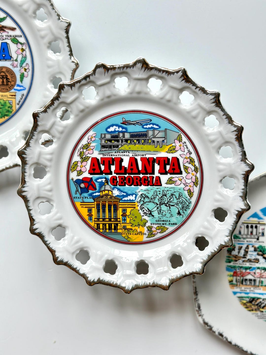 Vintage Atlanta, Georgia Souvenir Plate, Travel Gallery Wall - Etsy