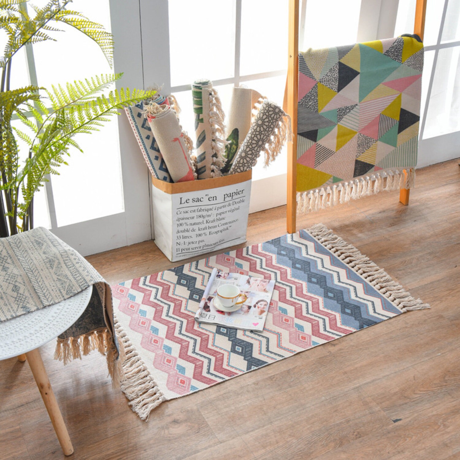 H-Basics Tapis de Style Noué 60 X 90 cm - Boho Makramee Dans Des Motifs Orientaux avec Franges